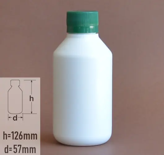 Sticla plastic 200ml polietilena de culoare alba cu capac verde cu garnitura si autosigilare